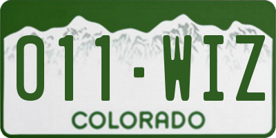 CO license plate 011WIZ