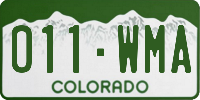 CO license plate 011WMA
