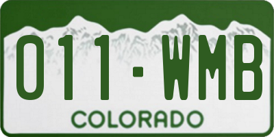 CO license plate 011WMB