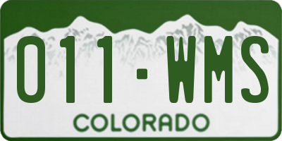 CO license plate 011WMS