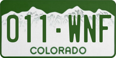 CO license plate 011WNF