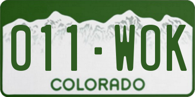 CO license plate 011WOK