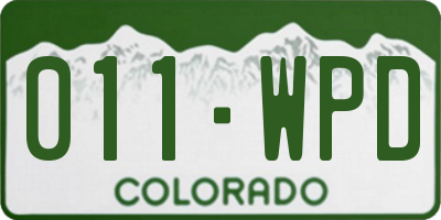 CO license plate 011WPD