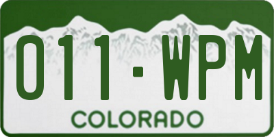 CO license plate 011WPM