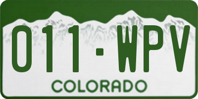 CO license plate 011WPV