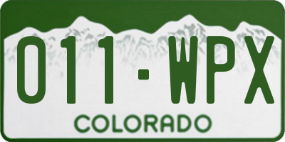 CO license plate 011WPX