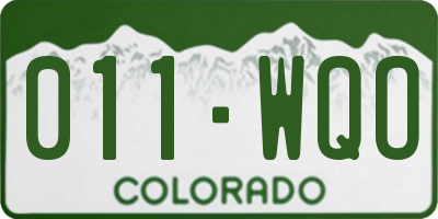 CO license plate 011WQO
