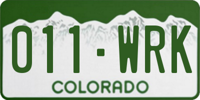 CO license plate 011WRK