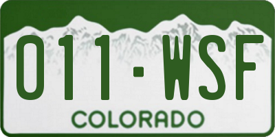 CO license plate 011WSF