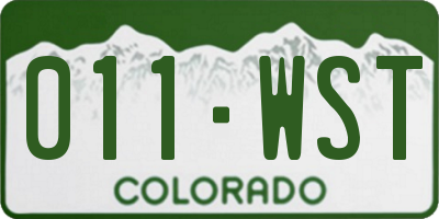 CO license plate 011WST