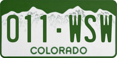 CO license plate 011WSW