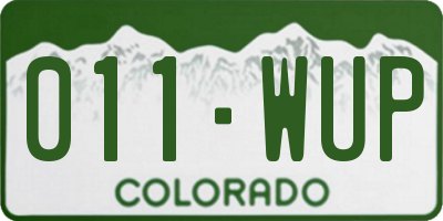 CO license plate 011WUP