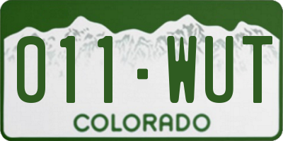 CO license plate 011WUT