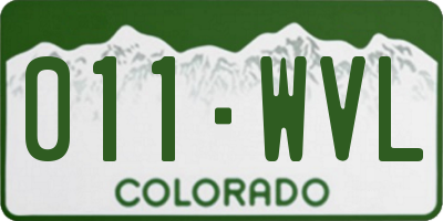 CO license plate 011WVL