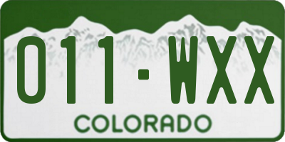 CO license plate 011WXX