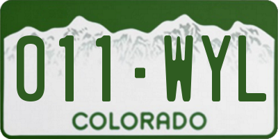 CO license plate 011WYL