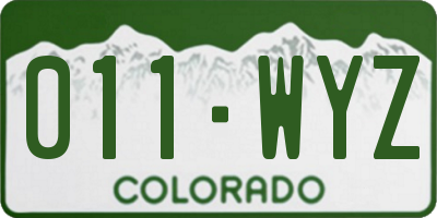 CO license plate 011WYZ