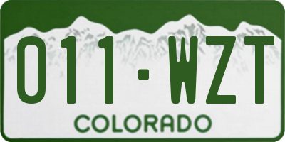CO license plate 011WZT