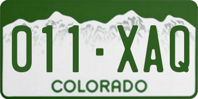 CO license plate 011XAQ