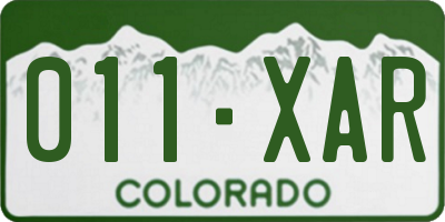 CO license plate 011XAR