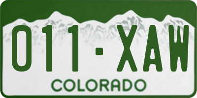 CO license plate 011XAW