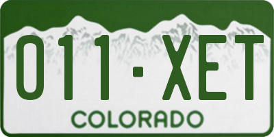 CO license plate 011XET