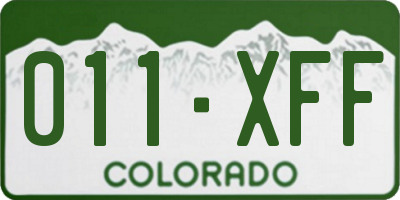 CO license plate 011XFF