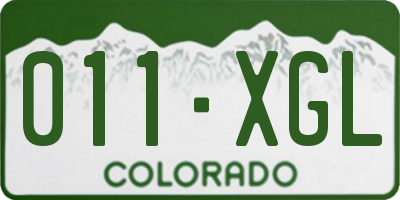 CO license plate 011XGL
