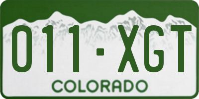 CO license plate 011XGT