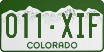 CO license plate 011XIF