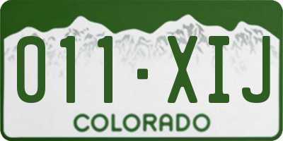 CO license plate 011XIJ