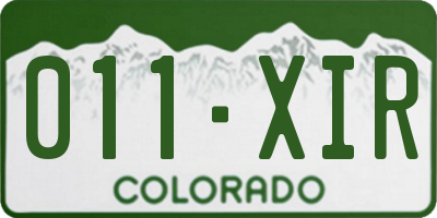 CO license plate 011XIR