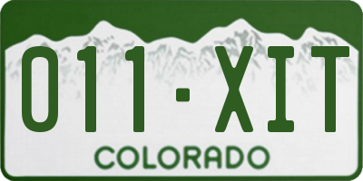 CO license plate 011XIT