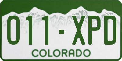 CO license plate 011XPD
