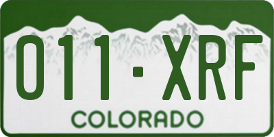 CO license plate 011XRF