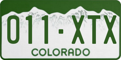CO license plate 011XTX