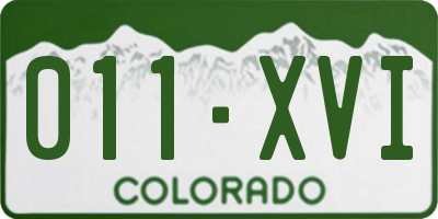 CO license plate 011XVI