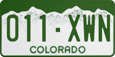 CO license plate 011XWN