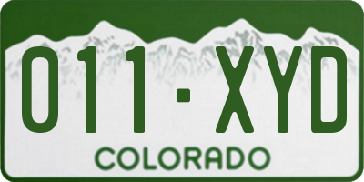 CO license plate 011XYD