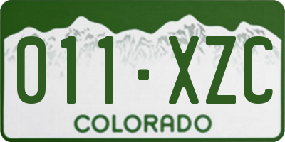 CO license plate 011XZC