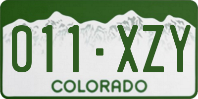CO license plate 011XZY