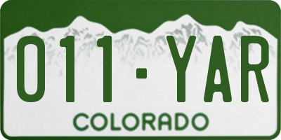 CO license plate 011YAR