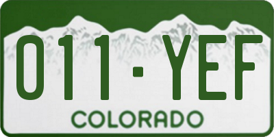 CO license plate 011YEF