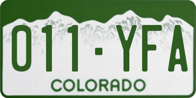 CO license plate 011YFA