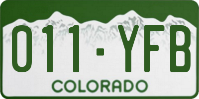 CO license plate 011YFB