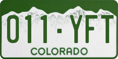 CO license plate 011YFT
