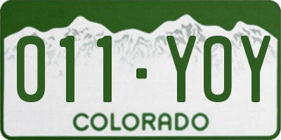 CO license plate 011YOY