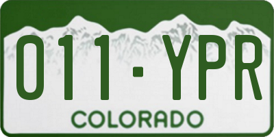 CO license plate 011YPR