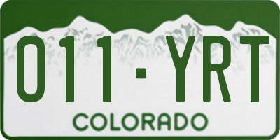 CO license plate 011YRT
