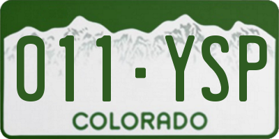 CO license plate 011YSP